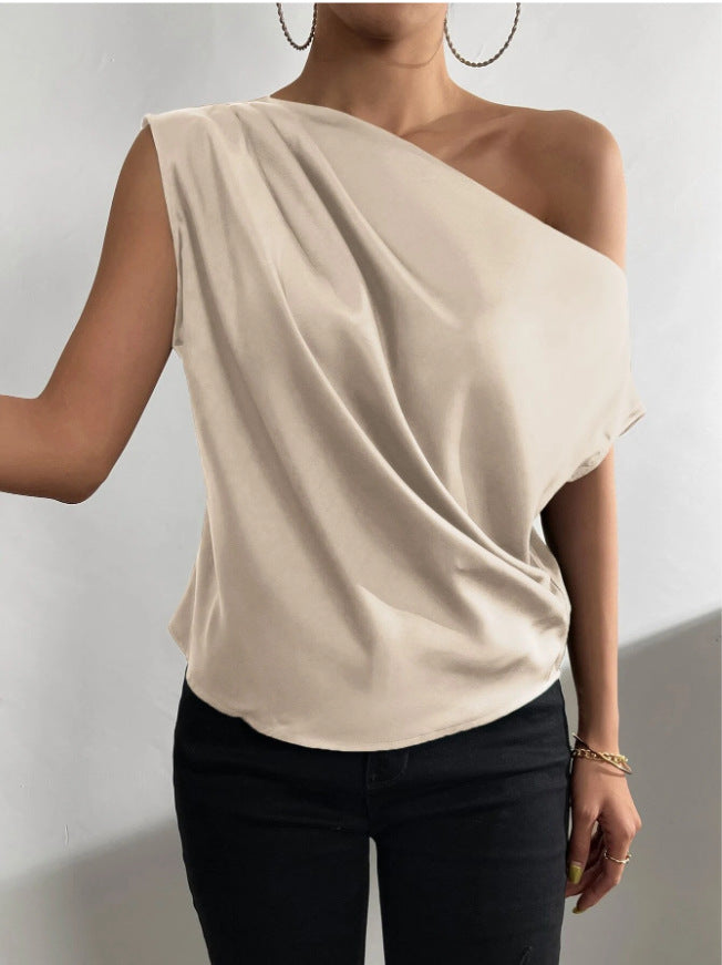 Off-Shoulder One-Neck Pullover Sleeveless Shirt