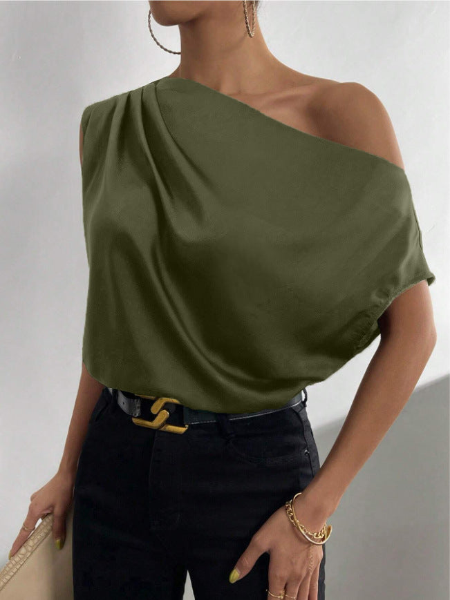Off-Shoulder One-Neck Pullover Sleeveless Shirt