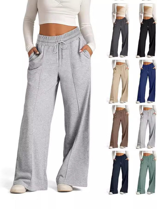 Wide-Leg Drawstring Elastic Waist Sweatpants