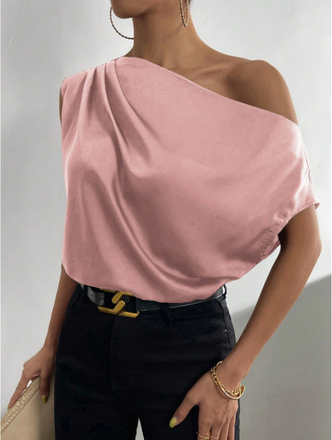 Off-Shoulder One-Neck Pullover Sleeveless Shirt