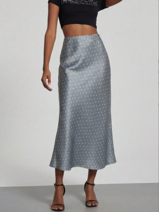 Elegant Satin Midi Skirt Slimming and Flowy