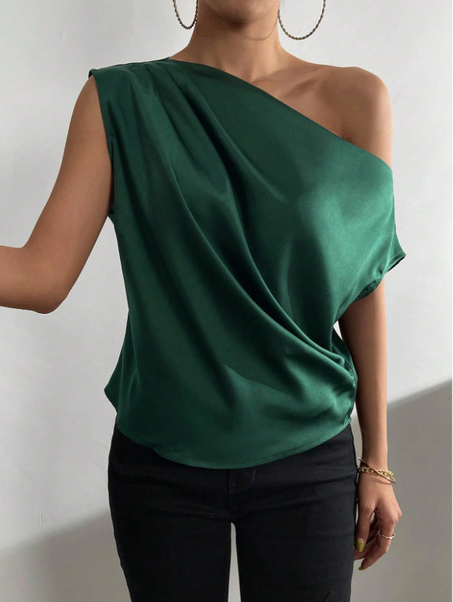 Off-Shoulder One-Neck Pullover Sleeveless Shirt