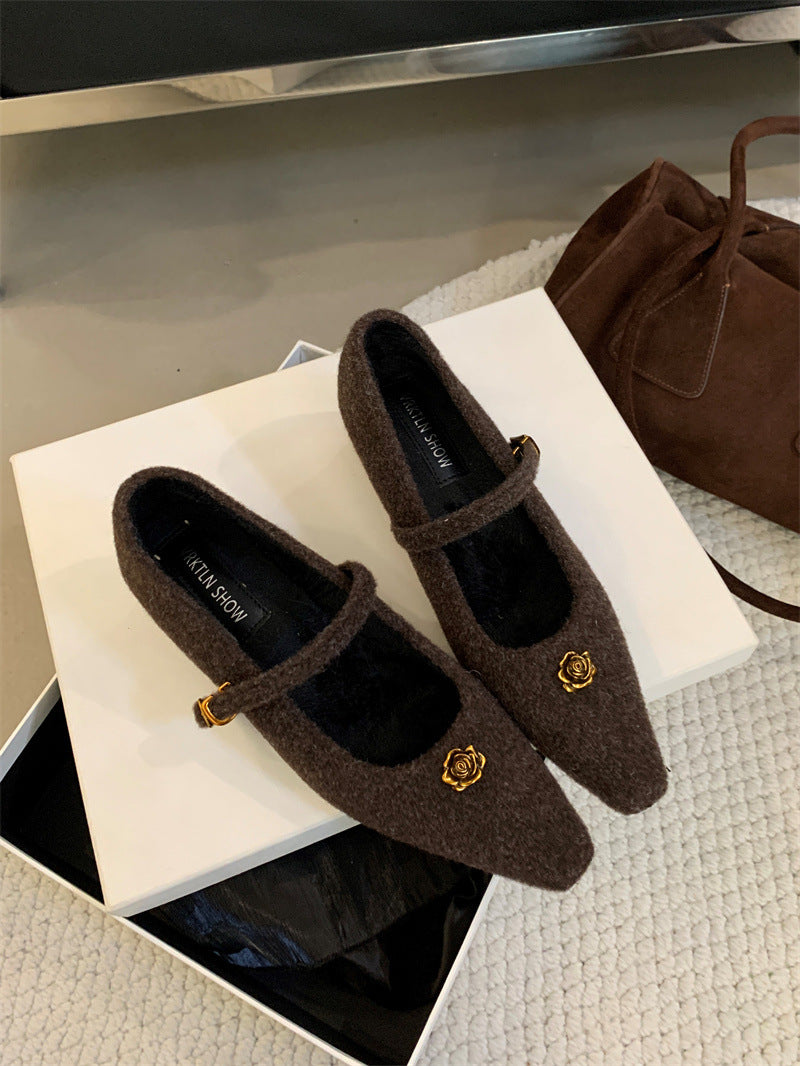Elegant Woolen Square Toe
