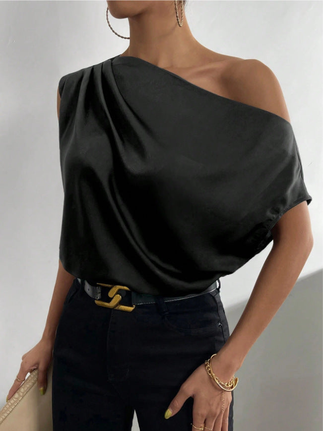 Off-Shoulder One-Neck Pullover Sleeveless Shirt