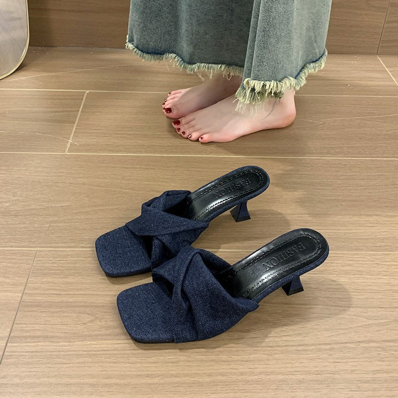 Stiletto Heel Slip-On Sandals