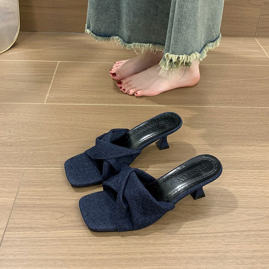 Stiletto Heel Slip-On Sandals