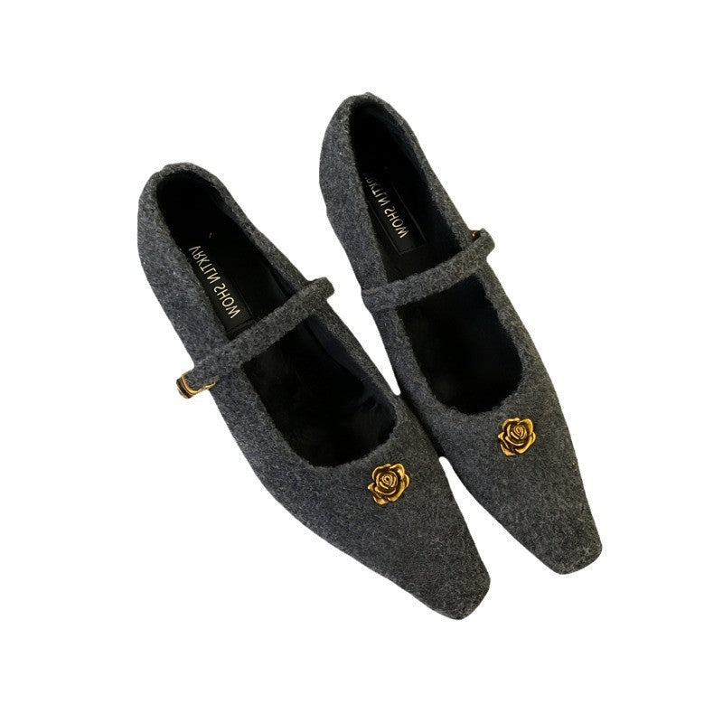 Elegant Woolen Square Toe