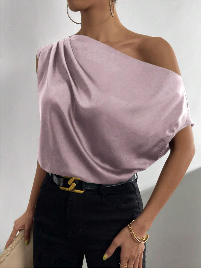 Off-Shoulder One-Neck Pullover Sleeveless Shirt