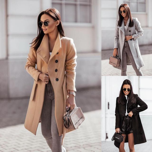 Tie-Up Mid-Length Woolen Jacket