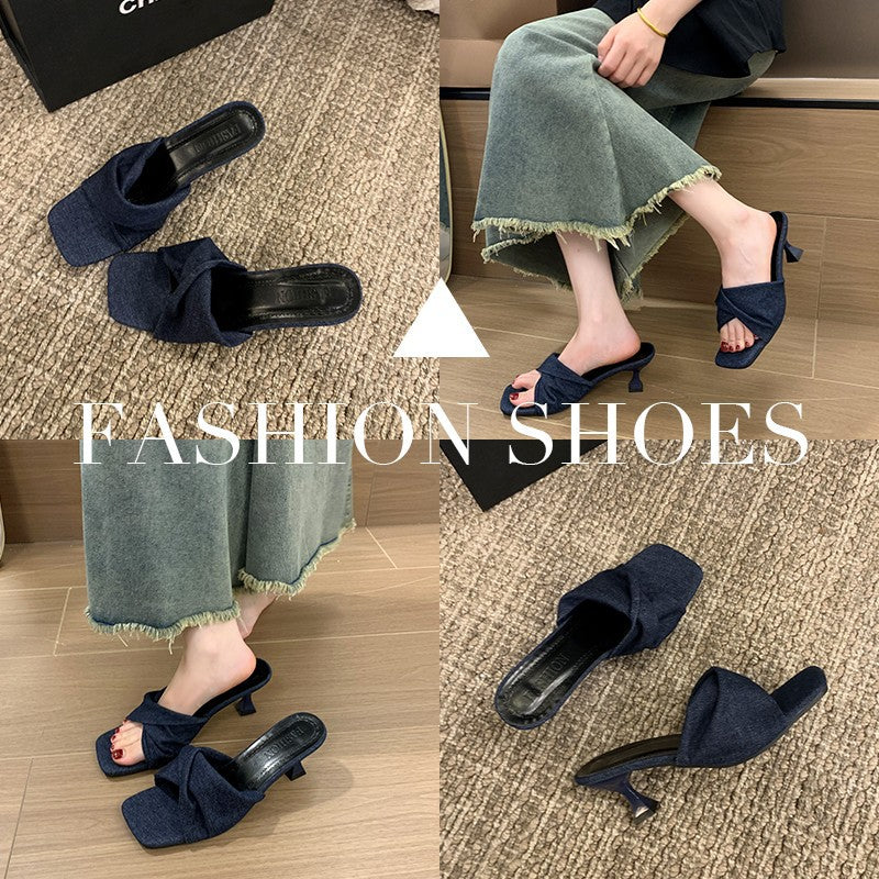 Stiletto Heel Slip-On Sandals