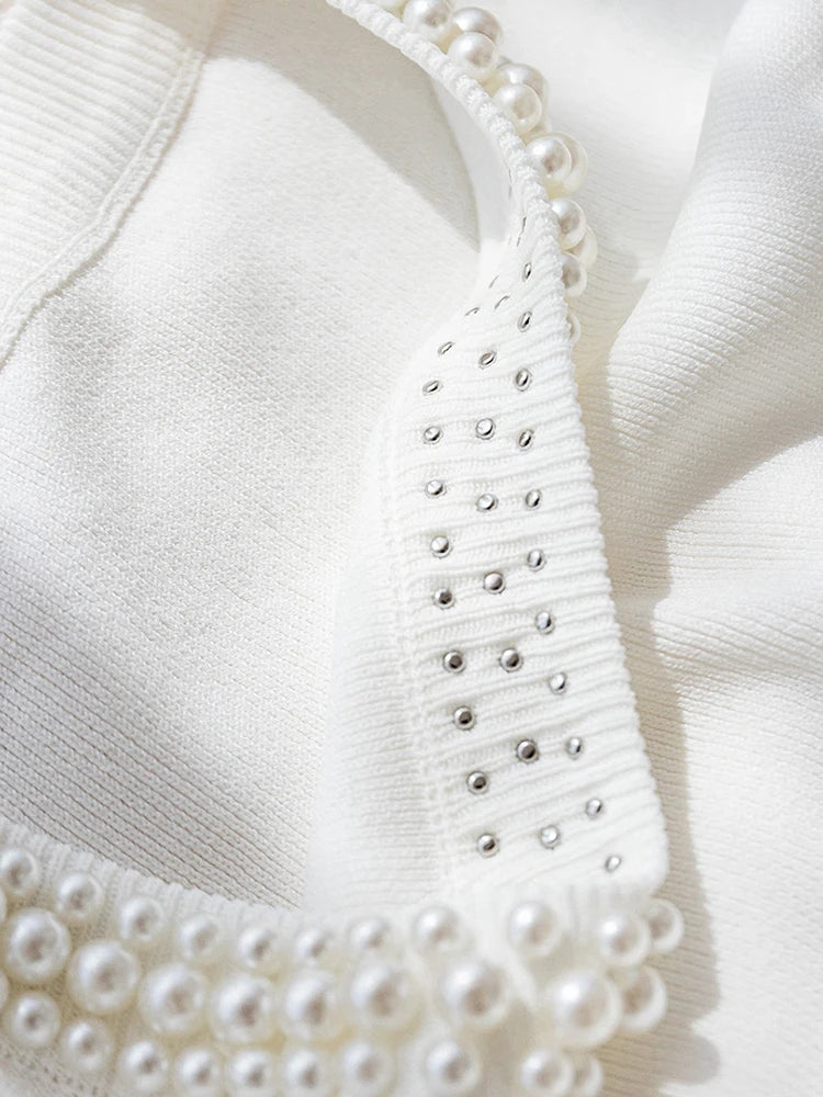 Korea Knitted Sleeveless Beading Casual Thin Tops